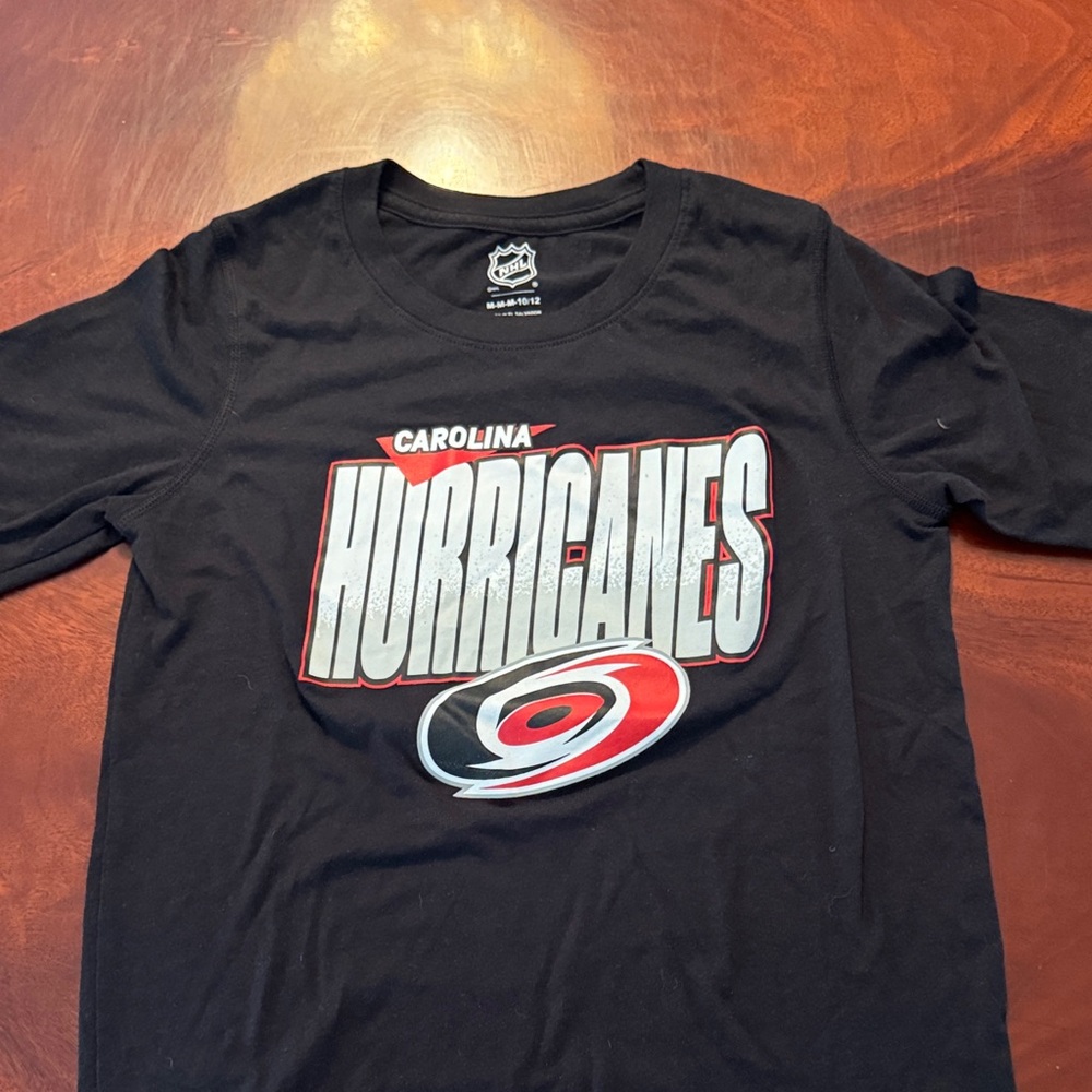 NHL Carolina Hurricanes Black Short Sleeve Kids Shirt size 10-12